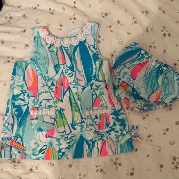 Set of three Lilly Pulitzer Kids Dress Set - Pink, Blue, and Green Delight - Picture 2 of 5